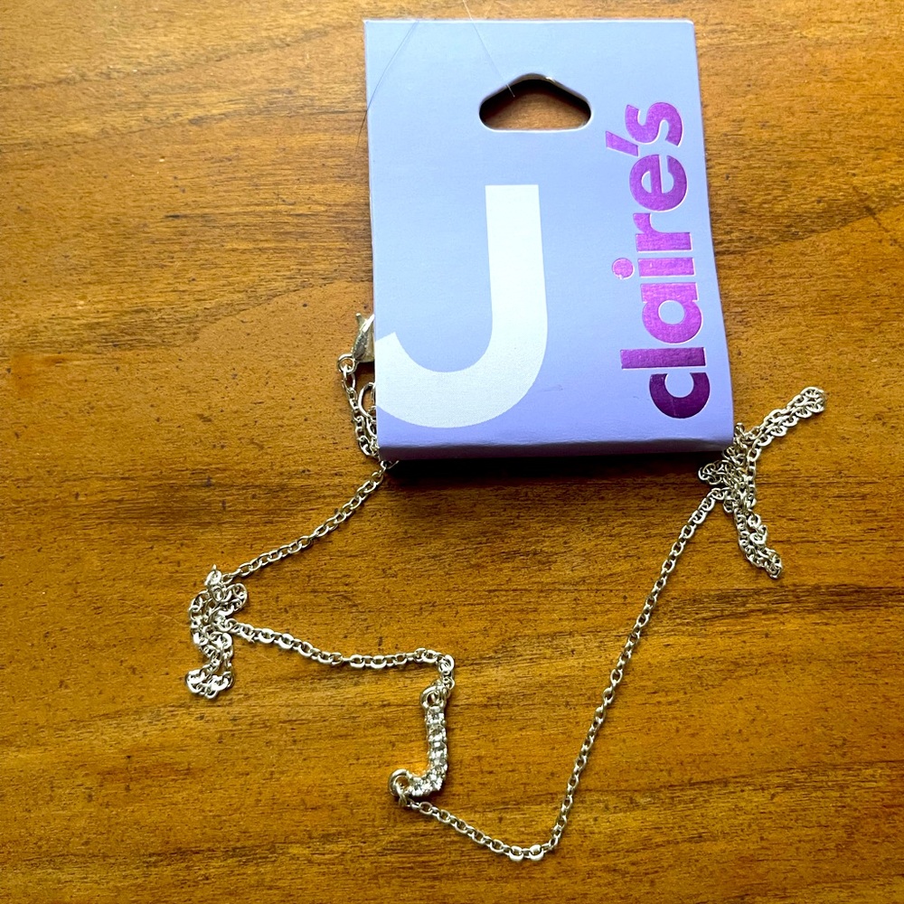 Beautiful J Initial Necklace by Claire’s with Faux Diamonds